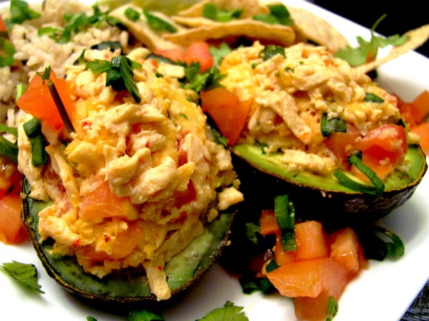 Vegan stuffed baked avocados