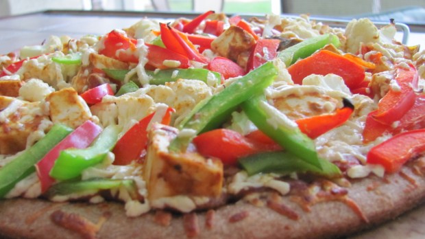 Indian Style Curry Tofu Grilled Pizza