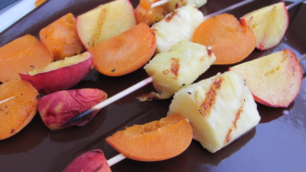 Grilled Fruit and Lavender Vanilla Ice Cream