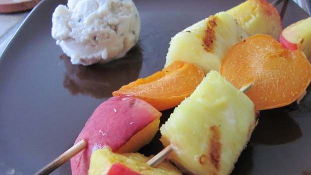 Grilled Fruit and Lavender Vanilla Ice Cream